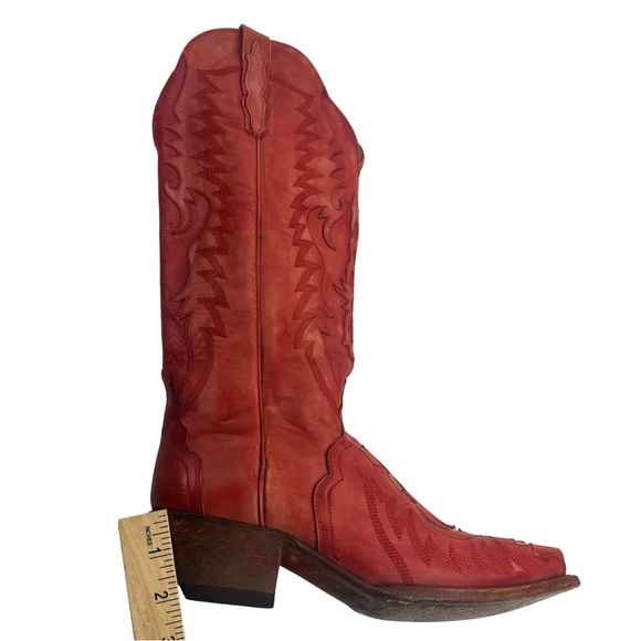 DAN POST WOMEN’S WESTERN HALLIE LEATHER BOOT COLOR: RED SIZE: 9 COWGIRL - Picture 11 of 16